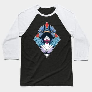 Japanese Geisha Wearing Oni Mask Baseball T-Shirt